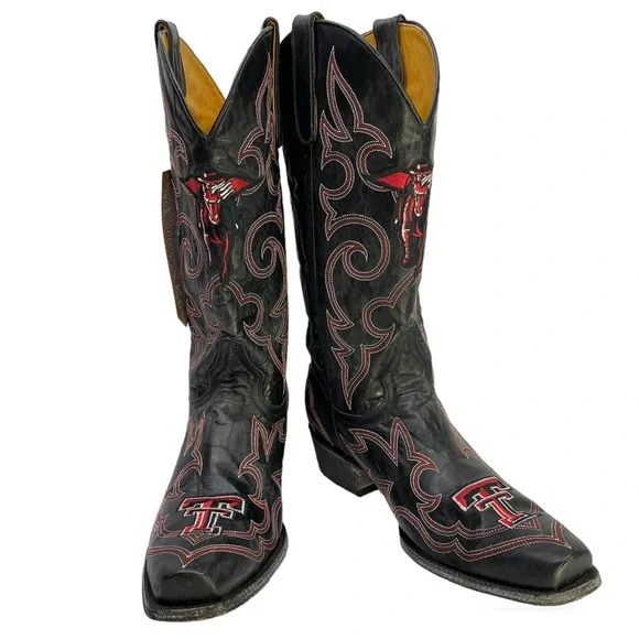 GAMEDAY BOOTS Texas Tech Red Raiders NEW Embroidered Cowboy Boots Black Size 10